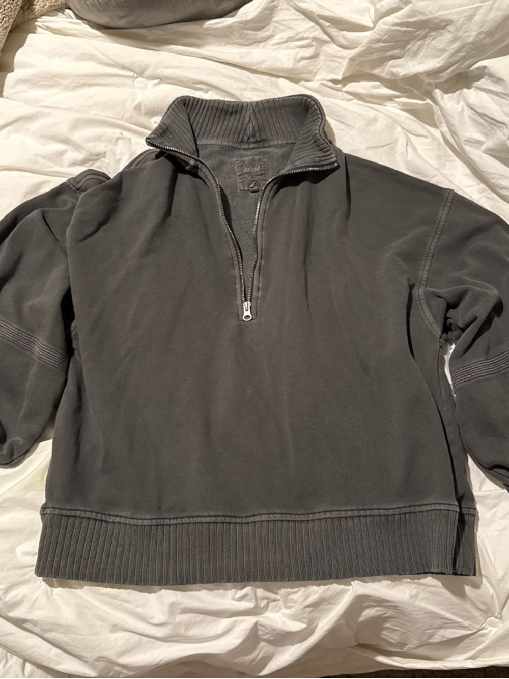 Aerie Half-Zip Pullover Sweater in Charcoal